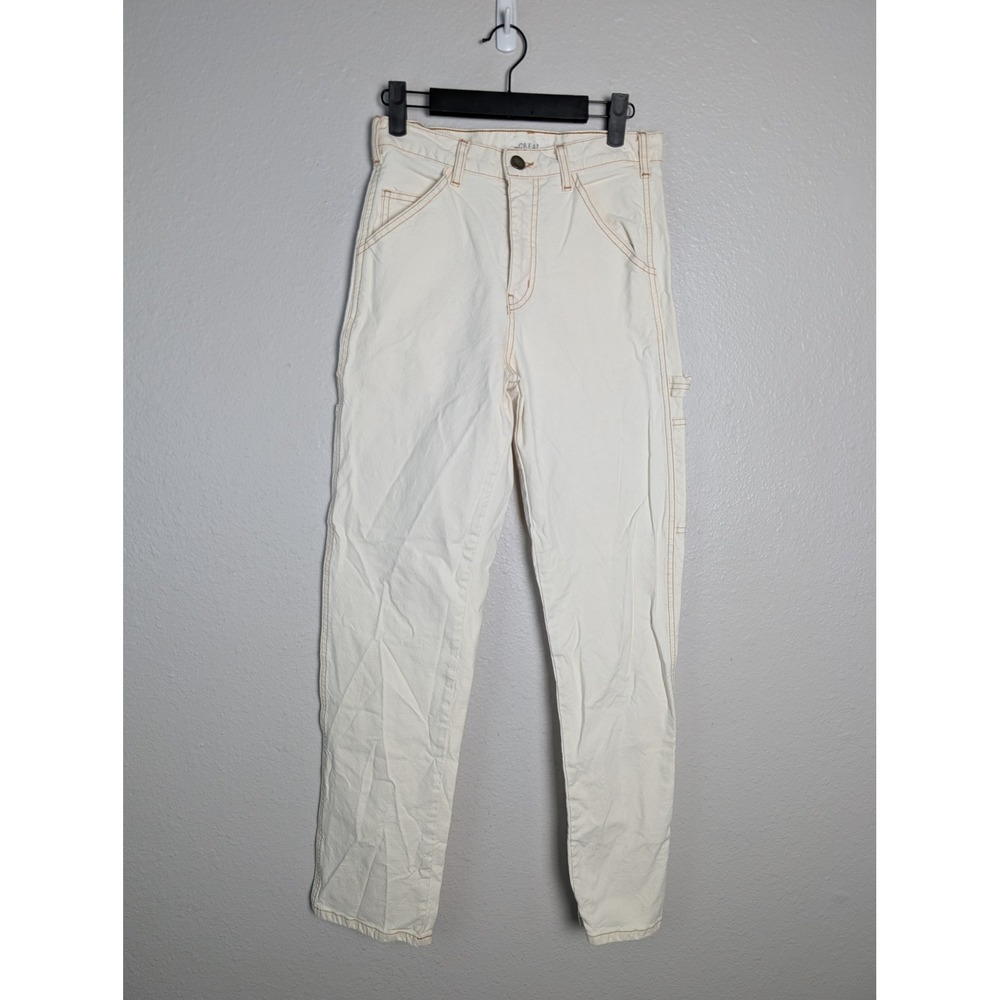 The Great Carpenter Pant Cream High Rise Utility Straight Leg Jeans Size 25